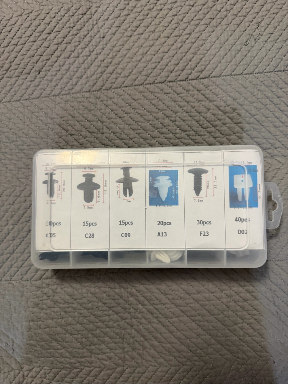 Black and White Plastic Trim Clip & Fastener Assortment Kit - Multipack